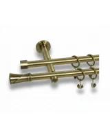 Karnisz metalowy podwójny VIVALDI złoty antyk 19 mm