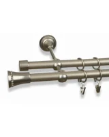 Karnisz metalowy podwójny TRAPEZIUM Satyna 19 mm