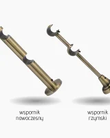 Karnisz metalowy podwójny BOLOGNA złoty antyk 16 mm