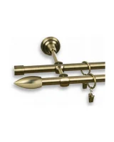 Karnisz metalowy podwójny ŚWIECA złoty antyk 16 mm