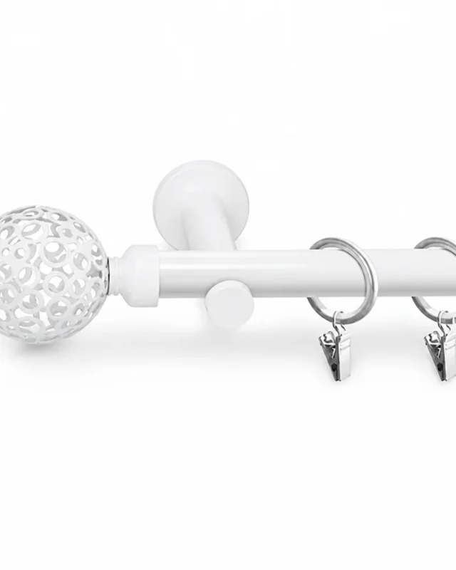 Karnisz metalowy pojedynczy GOPLANA BIAŁY 19 mm