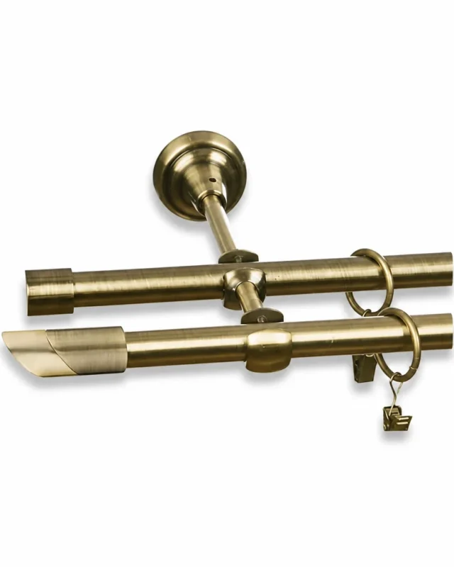 Karnisz metalowy podwójny TAURUS złoty antyk 16 mm