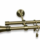 Karnisz metalowy podwójny LARGO złoty antyk 16 mm