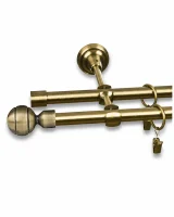 Karnisz metalowy podwójny KULA złoty antyk 16 mm