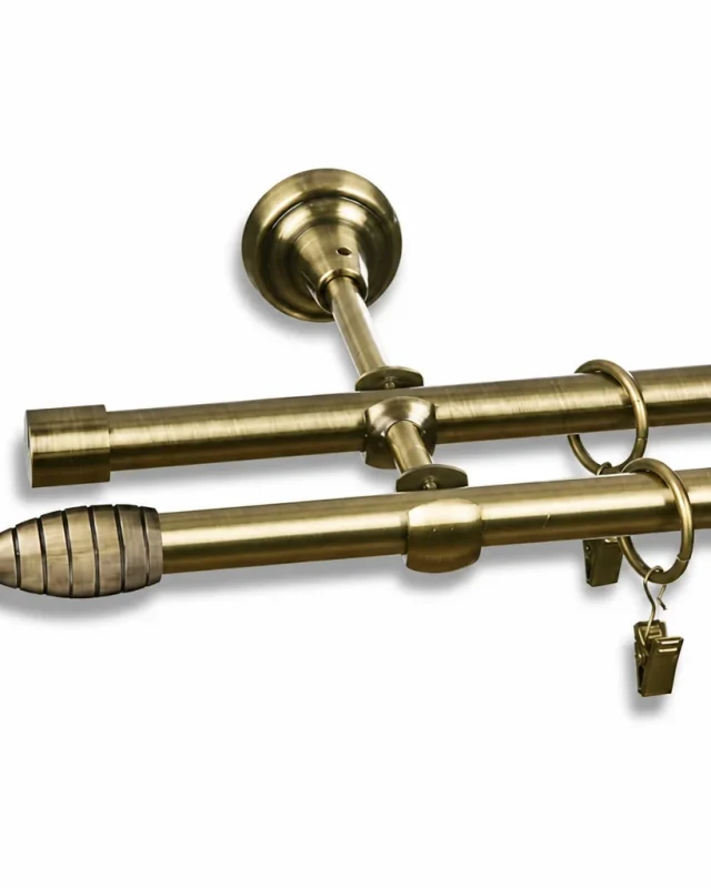 Karnisz metalowy podwójny ALLEGRO złoty antyk 16 mm