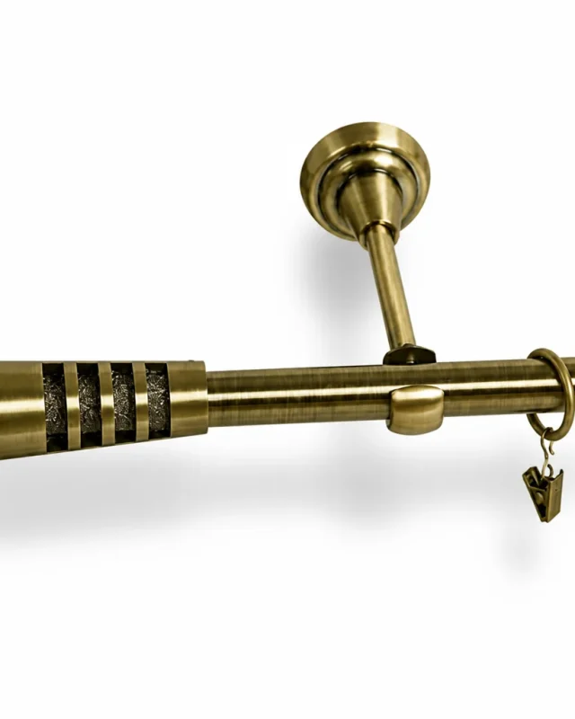 Karnisz metalowy pojedynczy VERDI Złoty antyk 19 mm