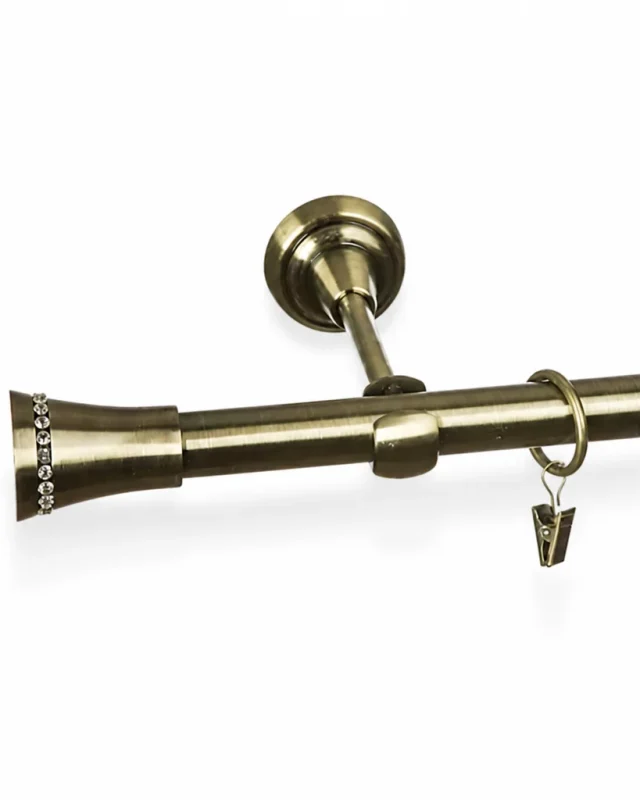 Karnisz metalowy pojedynczy TRAPEZIUM Złoty antyk 19 mm