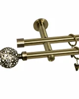 Karnisz metalowy podwójny GOPLANA złoty antyk 19 mm
