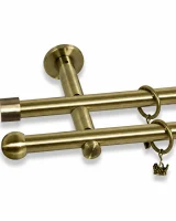Karnisz metalowy podwójny BOLOGNA złoty antyk 19 mm