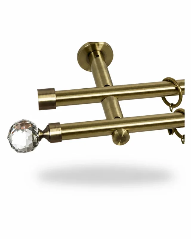 Karnisz metalowy podwójny CARMEN złoty antyk 19 mm
