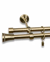 Karnisz metalowy podwójny TRAPEZIUM złoty antyk 19 mm