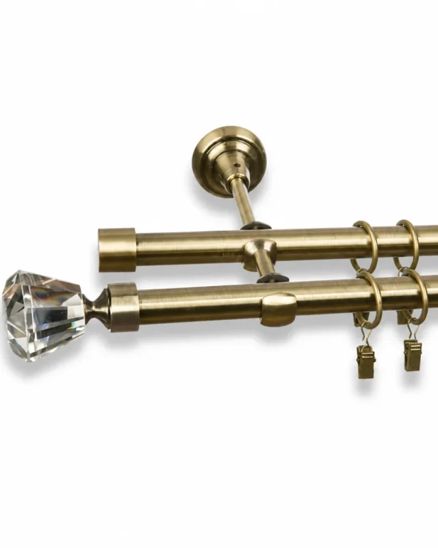 Karnisz metalowy podwójny FIGARO złoty antyk 19 mm