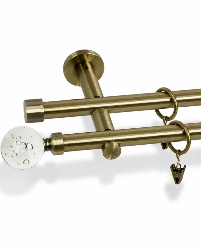 Karnisz metalowy podwójny FIDELIO złoty antyk 19 mm