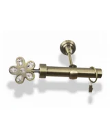 Karnisz metalowy pojedynczy FLOWER Złoty Antyk 25 mm