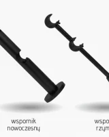 Karnisz metalowy podwójny LIBRETTO Czarny 19 mm