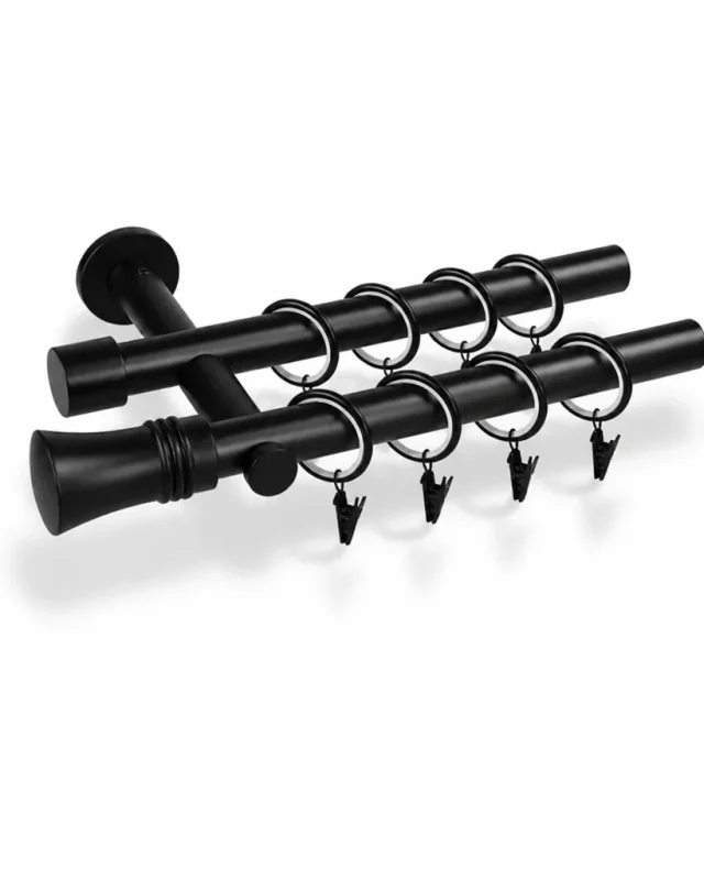 Karnisz metalowy podwójny LIBRETTO Czarny 19 mm