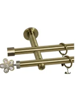Karnisz metalowy podwójny FLOWER złoty antyk 25 mm