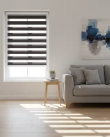 Roleta w kasecie Aluminiowej Dzień Noc Classic z prowadnicą – Ciemny Brąz