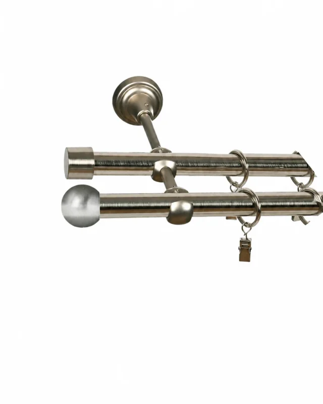 Karnisz metalowy podwójny BOLOGNA STAL 19 mm