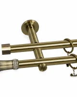 Karnisz metalowy podwójny PLUTON złoty antyk 25 mm