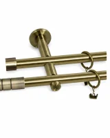 Karnisz metalowy podwójny PRATO złoty antyk 25 mm