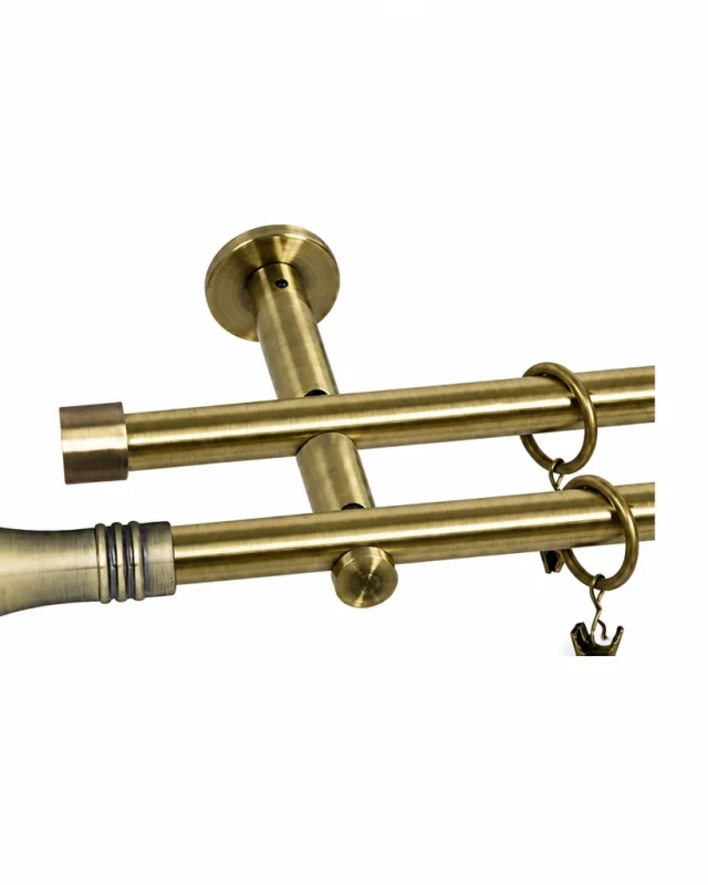 Karnisz metalowy podwójny IMPERIA złoty antyk 25 mm